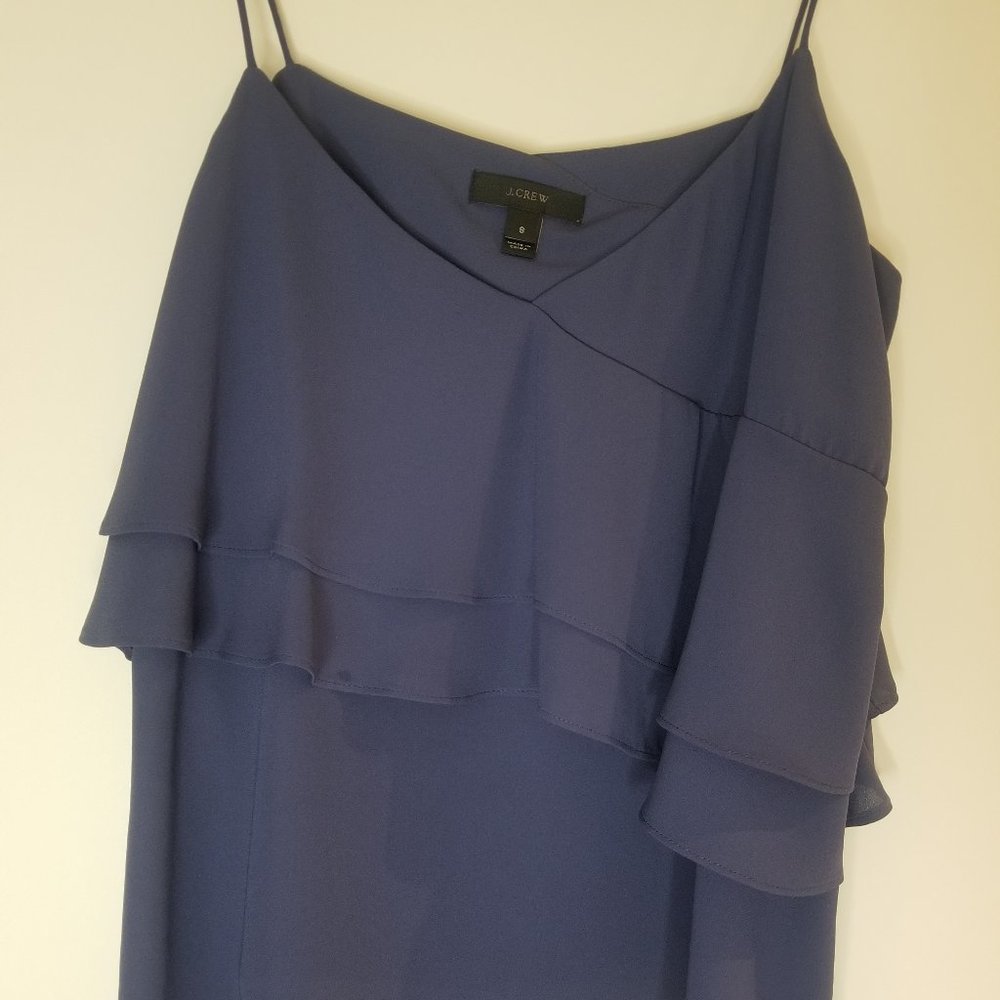 J. Crew Blue Ruffle Tank Top
